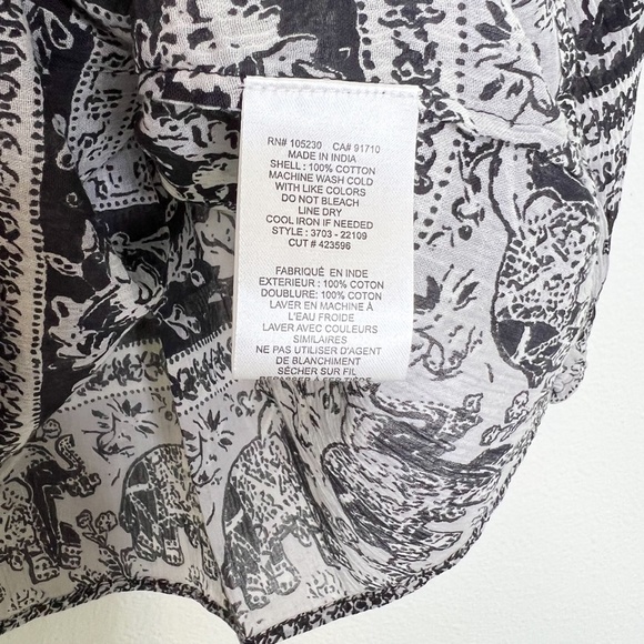 Joie Blouse Top Nancy in Caviar Elephant Print Oversized Top - Picture 4 of 5